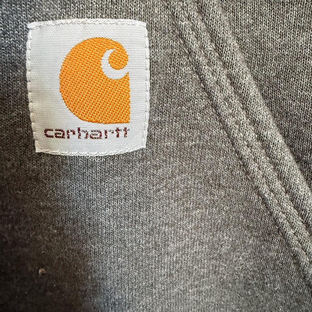 Carhartt Dark Gray Hoodie with Neon Yellow Logo - Picture 3 of 6